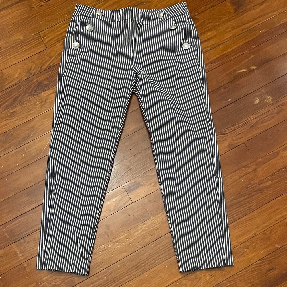 Navy and White Striped Pants